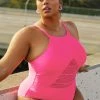CUPSHE Love Los Angeles Strappy Mesh Plus Size One Piece Swimsuit