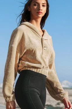 CUPSHE Cerise Half Placket Button Front Sweatshirt Clothing