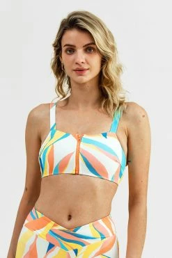 CUPSHE Amantea Abstract Print Zip Front Sports Bra
