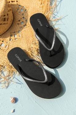 CUPSHE Noire Minimalist Flip Flops Beach Accessories