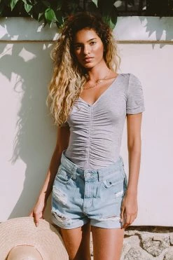 CUPSHE Clothing Breanna Ruched Short Sleeve Bodysuit