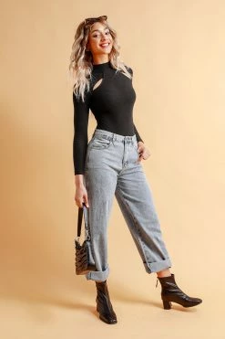 CUPSHE Clothing Alycia Black High Neck Cut Out Bodysuit