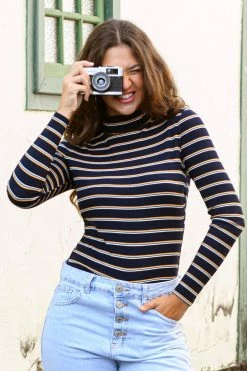 CUPSHE Gemma Striped High Neck Bodysuit Clothing