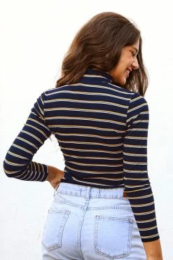 CUPSHE Gemma Striped High Neck Bodysuit Clothing