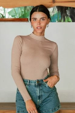 CUPSHE Genesis Brown High Neck Bodysuit Clothing