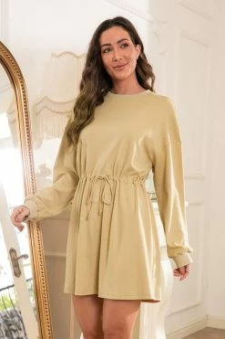 CUPSHE Aiyana Drop Shoulder Elastic Waist Dress Clothing