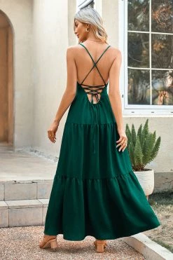 CUPSHE Coral Bay Lace Up Thin Straps A-Shape Dress