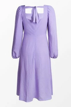 CUPSHE Angelina Purple Back Tie Tea Length Dress