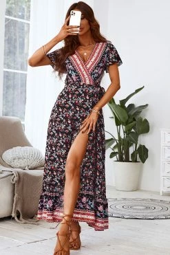 CUPSHE Kora Lace Up Ruffle Maxi A-shape Dress